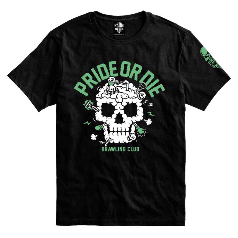 PRiDEorDiE brawling club  T-Shirt -black